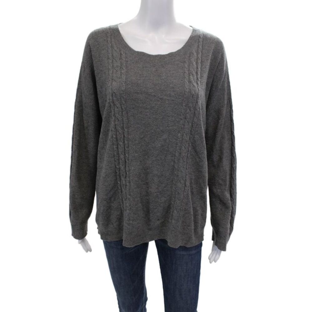 Fine Collection Womens Wool Blend Cable Knit Pullover Sweater Top Gray Size XS/S